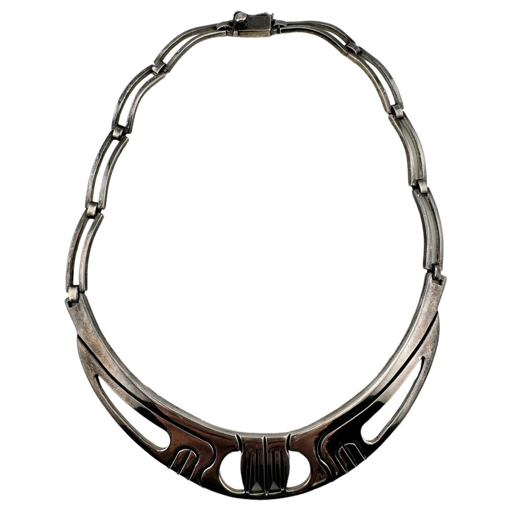 Rare Erika Hult De Corral Ric Mexico Modernist Sterling Silver Necklace 85.89g